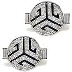 دکمه سردست طلا سفید با نگین الماس تراش برلیان مدل: cdm1158