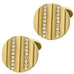 دکمه سردست طلا زرد با نگین الماس تراش برلیان مدل: cdm1161