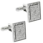 دکمه سردست طلا سفید با نگین الماس تراش برلیان مدل: cdm1165