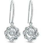 گوشواره طلا و جواهر با نگین الماس تراش برلیان طرح گل مدل: ebf2127 