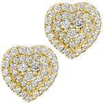 گوشواره طلا و جواهر با نگین الماس تراش برلیان طرح قلب مدل: ebf2145