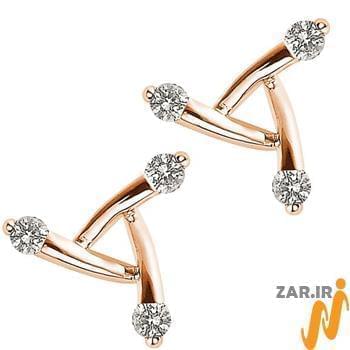 گوشواره طلا و جواهر با نگین الماس تراش برلیان مدل: ebf2146
