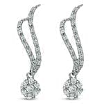 گوشواره طلا و جواهر با نگین الماس تراش برلیان طرح فلاور مدل: ebf2148