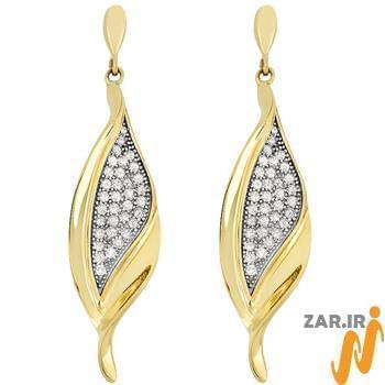 گوشواره طلا و جواهر با نگین الماس تراش برلیان مدل: ebf2151