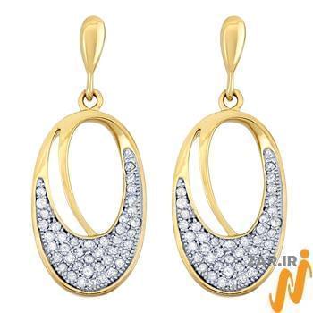 گوشواره طلا و جواهر با نگین الماس تراش برلیان مدل: ebf2152
