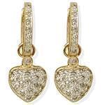 گوشواره طلا و جواهر با نگین الماس تراش برلیان طرح قلب مدل: ebf2153