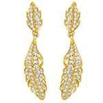 گوشواره طلا و جواهر با نگین الماس تراش برلیان طرح برگ مدل: ebf2154