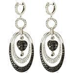 گوشواره جواهر با نگین الماس تراش برلیان سیاه و سفید طرح قلب مدل: ebf2159