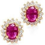 گوشواره طلا و جواهر با نگین یاقوت قرمز و الماس تراش برلیان مدل: edf1337