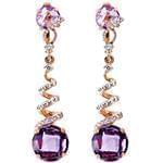 گوشواره طلا و جواهر با نگین آمتیس و الماس تراش برلیان مدل: edf1338