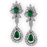 گوشواره طلا و جواهر با نگین زمرد و الماس تراش برلیان مدل: edf1339