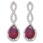 گوشواره طلا و جواهر با نگین یاقوت قرمز و الماس تراش برلیان مدل: edf1341