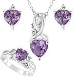 نیم ست آویز، گوشواره و انگشتر با نگین آتیس و برلیان طرح قلب مدل: hsdf1387