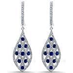 گوشواره طلا و جواهر با نگین یاقوت کبود و الماس تراش برلیان مدل: edf1347