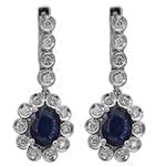 گوشواره طلا و جواهر با نگین یاقوت کبود و الماس تراش برلیان مدل: edf1350