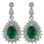 گوشواره طلا و جواهر با نگین زمرد و الماس تراش برلیان مدل: edf1353