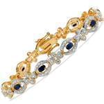 مدل دستبند طلا زنانه با نگین یاقوت کبود و الماس تراش برلیان مدل: bdf1221 