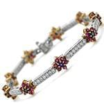 مدل دستبند طلا زنانه یاقوت کبود ، یاقوت قرمز و الماس تراش برلیان مدل: bdf1222