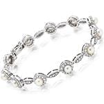 مدل دستبند مروارید و الماس تراش برلیان با طلای سفید مدل: bdf1224