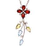 آویز طلا و جواهر با نگین گارنت، توپاز، زبرجد و الماس تراش برلیان مدل: npdf13055