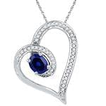 آویز طلا و جواهر با نگین یاقوت کبود و الماس تراش برلیان طرح قلب مدل: npdf13059