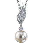 آویز طلا و جواهر با نگین مروارید و الماس تراش برلیان مدل: npdf13060