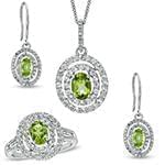 نیم ست آویز، گوشواره و انگشتر با نگین زبرجد و الماس تراش برلیان مدل: hsdf1398