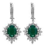 گوشواره طلا و جواهر با نگین زمرد و الماس تراش برلیان مدل: edf1358