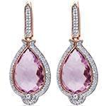 گوشواره طلا و جواهر با نگین آمتیس و الماس تراش برلیان مدل: edf1359