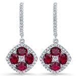 گوشواره طلا و جواهر با نگین یاقوت قرمز و الماس تراش برلیان مدل: edf1360