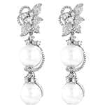 گوشواره طلا و جواهر با نگین مروارید و الماس تراش برلیان مدل: edf1362