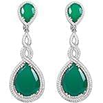 گوشواره طلا و جواهر با نگین زمرد و الماس تراش برلیان مدل: edf1365