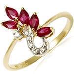 مدل انگشتر طلای زنانه با نگین یاقوت قرمز و الماس تراش برلیان: مدل rgf1497