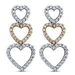 گوشواره طلا و جواهر با نگین الماس تراش برلیان طرح قلب مدل: ebf2163