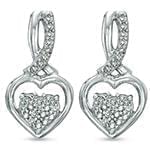 گوشواره طلا و جواهر با نگین الماس تراش برلیان طرح قلب مدل: ebf2167