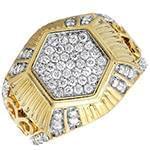 انگشتر جواهر با نگین الماس تراش برلیان پایه طلای زرد طرح رجال: مدل rgm1487