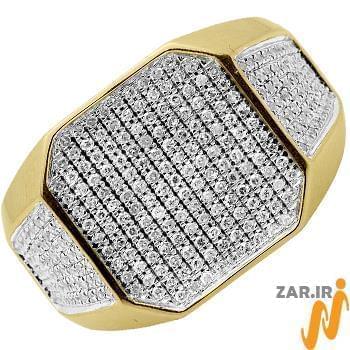 انگشتر مردانه طلا و جواهر با نگین الماس تراش برلیان : مدل rgm1489