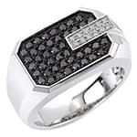 انگشتر طلا و جواهر با نگین یاقوت مشکی و الماس تراش برلیان : مدل rgm1496