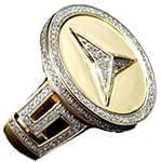 انگشتر مردانه طلای زرد با نگین الماس تراش برلیان طرح بنز: مدل rgm1497