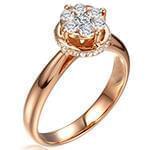 حلقه فلاور (flower) جواهر با نگین الماس تراش برلیان مدل : eng2198