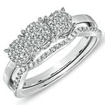 حلقه و پشت حلقه طلای زنانه با نگین الماس تراش برلیان طرح فلاور مدل: RDF1098