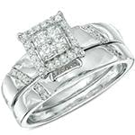 حلقه و پشت حلقه طلای زنانه با نگین الماس تراش برلیان مدل: RDF1099