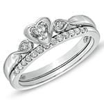 حلقه و پشت حلقه طلای زنانه با نگین الماس تراش برلیان طرح قلب مدل: RDF1101