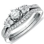 حلقه و پشت حلقه با نگین الماس تراش برلیان تخمه و برلیان دیواره مدل: RDF1102