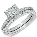 حلقه و پشت حلقه با نگین الماس تراش پرنس تخمه و برلیان دیواره مدل: RDF1104