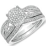 حلقه و پشت حلقه با نگین الماس تراش برلیان طرح فلاور مدل: RDF1105