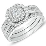 حلقه و پشت حلقه با نگین الماس تراش برلیان تخمه و برلیان دیواره مدل: RDF1106