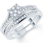 حلقه و پشت حلقه با نگین الماس تراش برلیان طرح فلاور مدل: RDF1108