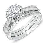 حلقه و پشت حلقه با نگین الماس تراش برلیان طرح فلاور مدل: RDF1109