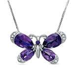 آویز کودکانه طلا و جواهر با نگین آمتیس و الماس تراش برلیان طرح پروانه مدل: pgb2066